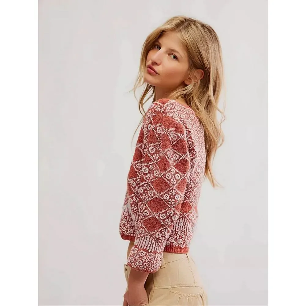 Free People Geo Floral Cardigan